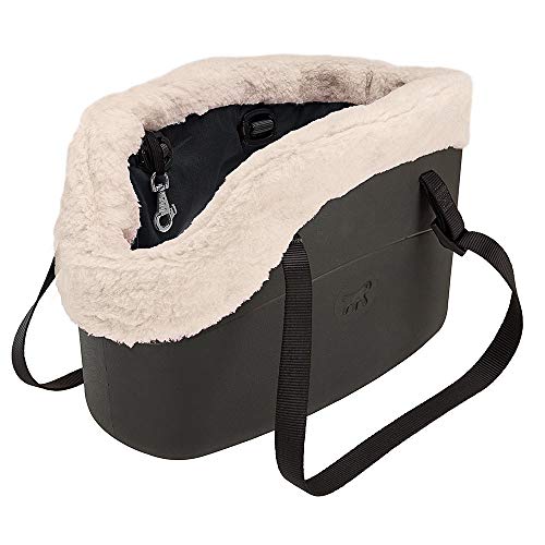 Ferplast Bolso para Perros with-ME Winter, EVA, Suave plástico de Goma con Revestimiento de ecopiel, Asas Regulables, Correa de Seguridad incluida, 21.5 x 43.5 x h 27 cm, Negro