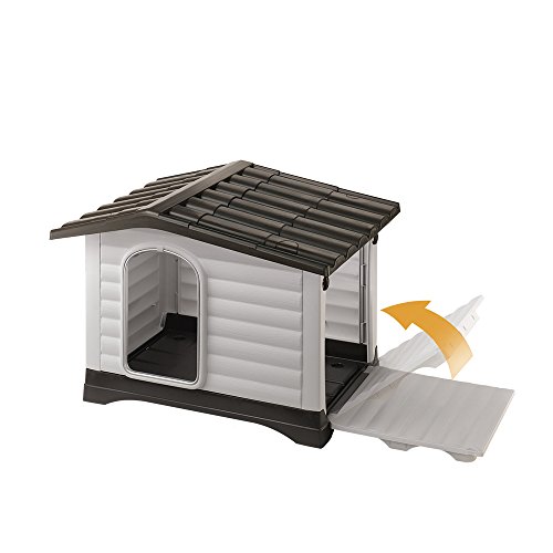 Ferplast Caseta de Exterior, Caseta para Perros DOGVILLA 70 en Resina Termoplástica Resistente, Pared Lateral Abatible Ferplast Caseta de Exterior, Caseta para Perros DOGVILLA 70 en Resina Termoplástica Resistente, Pared Lateral Abatible