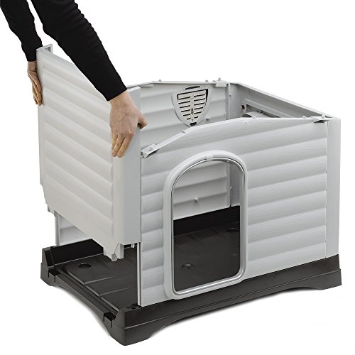 Ferplast Caseta de Exterior, Caseta para Perros DOGVILLA 70 en Resina Termoplástica Resistente, Pared Lateral Abatible Ferplast Caseta de Exterior, Caseta para Perros DOGVILLA 70 en Resina Termoplástica Resistente, Pared Lateral Abatible