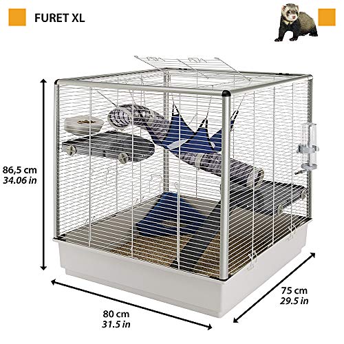 Ferplast Jaula Grande para Hurones FURET XL, Tres Niveles con Accesorios, Hamaca y Tubos para Hurones, Estructura de Alambre Pintado Gris con columnas y cubeta de plástico, 80 x 75 x h 86,5 cm Ferplast Jaula Grande para Hurones FURET XL, Tres Niveles con Accesorios, Hamaca y Tubos para Hurones, Estructura de Alambre Pintado Gris con columnas y cubeta de plástico, 80 x 75 x h 86,5 cm
