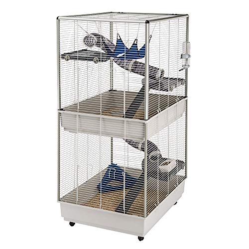 Ferplast Jaula para Hurones FURET Tower, Estructura Vertical en Varios Pisos, Ruedas y Accesorios incluidos, Alambre Pintado Gris y plástico, 75 x 80 x h 161 cm