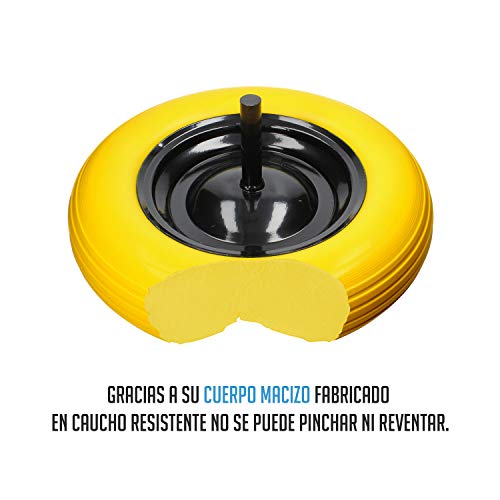 Ferrestock FSKROM001 Rueda Maciza para Carretilla de Obra y jardinería Profesional o doméstico impinchable con llanta metálica, Amarillo Ferrestock FSKROM001 Rueda Maciza para Carretilla de Obra y jardinería Profesional o doméstico impinchable con llanta metálica, Amarillo