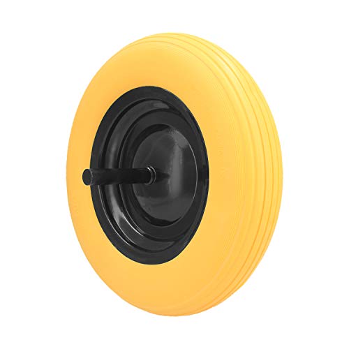 Ferrestock FSKROM001 Rueda Maciza para Carretilla de Obra y jardinería Profesional o doméstico impinchable con llanta metálica, Amarillo Ferrestock FSKROM001 Rueda Maciza para Carretilla de Obra y jardinería Profesional o doméstico impinchable con llanta metálica, Amarillo