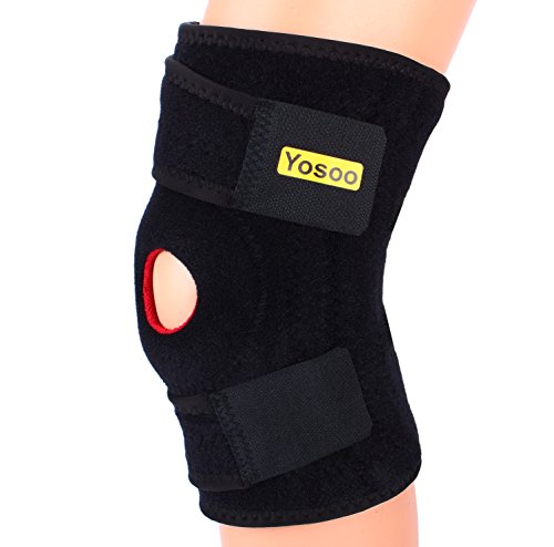 Férula para la rodilla de neopreno, ajustable, con soportes laterales para la estabilización rotuliana, Basic Support, para ejercicio físico, rodillera, color rojo, talla XXL