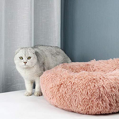 Festnight Cama Perro Gato Grande Pequeño Cama Mascota Redonda Felpa Sofa Suave Cachorro Animales Domésticos Invierno, Cómoda y Lavable, X/S/L/XL, Rosa/Blanco/Gris Claro/Gris Oscuro/Rojo/Marrón Claro