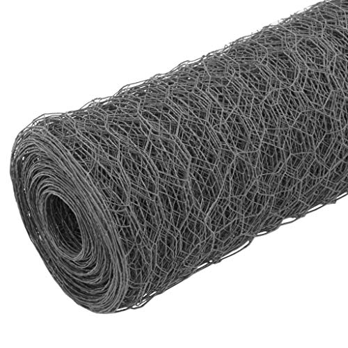 Festnight Mallas de Alambre Malla Hexagonal Valla Metalica, Acero con Recubrimiento de PVC Gris 25 x 1 m Festnight Mallas de Alambre Malla Hexagonal Valla Metalica, Acero con Recubrimiento de PVC Gris 25 x 1 m