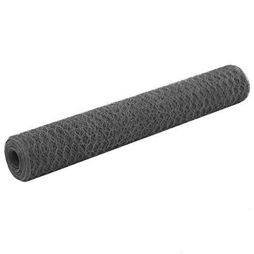 Festnight Mallas de Alambre Malla Hexagonal Valla Metalica, Longitud de Malla 25 mm Acero con Recubrimiento de PVC Gris 25 x 1 m Festnight Mallas de Alambre Malla Hexagonal Valla Metalica, Longitud de Malla 25 mm Acero con Recubrimiento de PVC Gris 25 x 1 m
