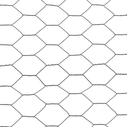 Festnight Mallas de Alambre Malla Hexagonal Valla Metalica, Longitud de Malla 25 mm Acero con Recubrimiento de PVC Gris 25 x 1 m