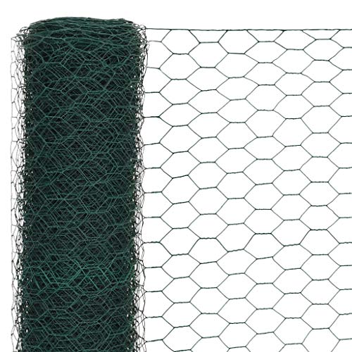 Festnight Mallas de Alambre Malla Hexagonal Valla Metalica, Longitud de Malla 50 mm Acero con Recubrimiento de PVC Verde Festnight Mallas de Alambre Malla Hexagonal Valla Metalica, Longitud de Malla 50 mm Acero con Recubrimiento de PVC Verde
