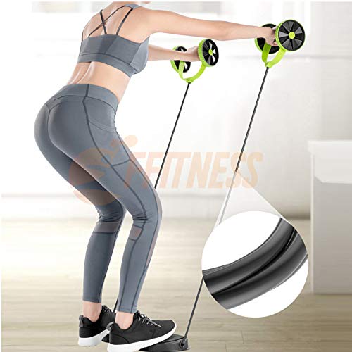 FFitnes FFITNESS Wheel Band AB Roller con Resistencia elástica, Unisex Adulto, Verde, Talla única