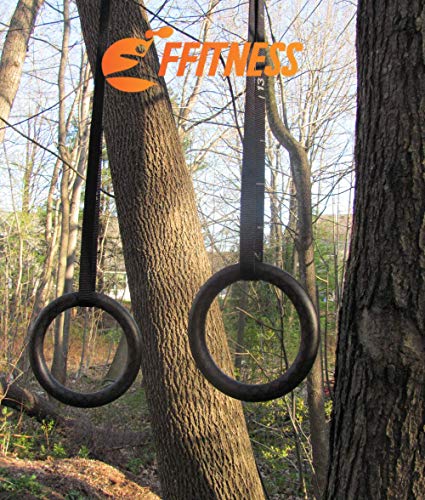 FFitness Gym Rings - Anillas de Gimnasia con Correas de ABS, Color Negro, diámetro 23 cm