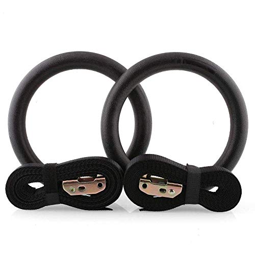 FFitness Gym Rings - Anillas de Gimnasia con Correas de ABS, Color Negro, diámetro 23 cm
