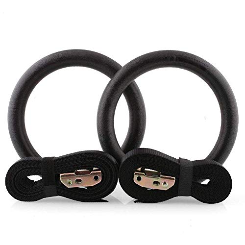FFitness Gym Rings - Anillas de Gimnasia con Correas de ABS, Color Negro, diámetro 23 cm FFitness Gym Rings - Anillas de Gimnasia con Correas de ABS, Color Negro, diámetro 23 cm