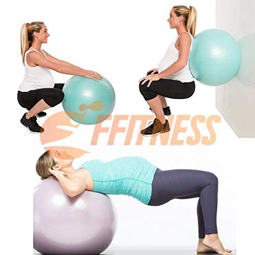 FFitness Total Body Balance Ball para Gimnasia prenatal, Big Gymball (55 65 75 85 95 cm) antiestallidos para Core Stability, Ejercicios Abdominales, Resistencia, fortalecimiento, Gris, 75 cm