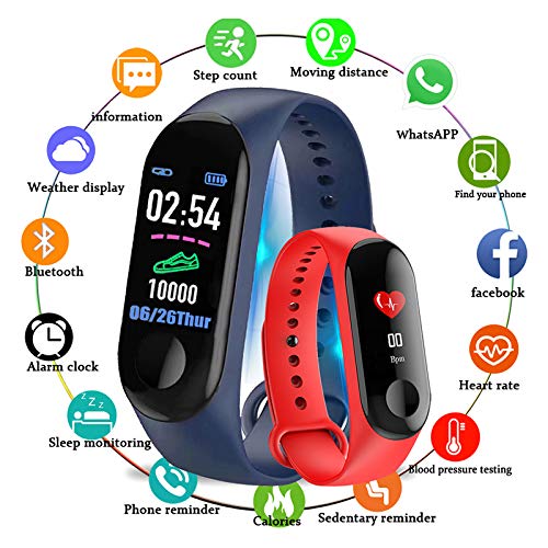 FGFGG Pulsera Inteligente M3 Fitness Tracker con Pantalla a Color, Smart Watch Activity Tracker con Monitor de frecuencia cardíaca de presión Arterial