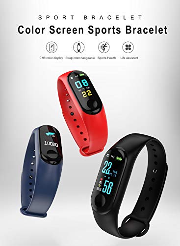 FGFGG Pulsera Inteligente M3 Fitness Tracker con Pantalla a Color, Smart Watch Activity Tracker con Monitor de frecuencia cardíaca de presión Arterial