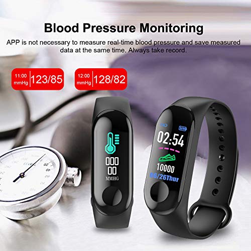 FGFGG Pulsera Inteligente M3 Fitness Tracker con Pantalla a Color, Smart Watch Activity Tracker con Monitor de frecuencia cardíaca de presión Arterial