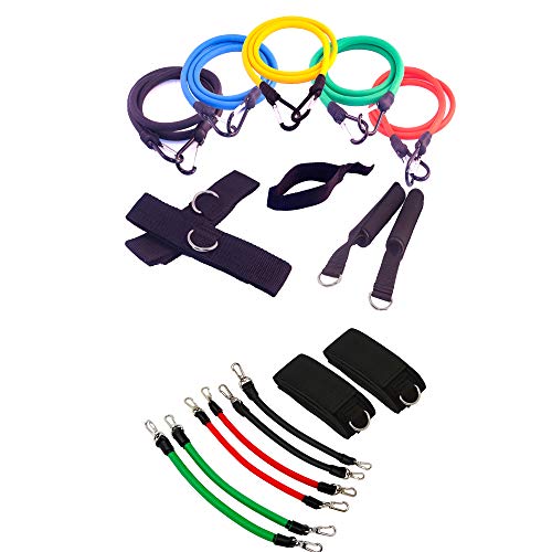 FH Gym In a Bag Total Trainer | Resistance Band Set 24 Piece | Leg Kinetic Bands| Home Workout Equipment | Indoor Multi Gym
