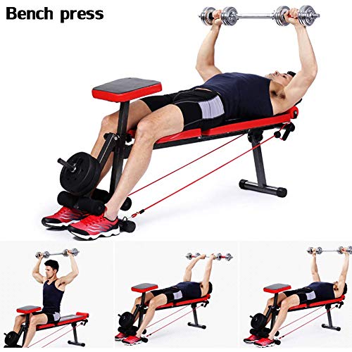 FHKBB Banco de Pesas Plegable con extensión de piernas, Banco de Entrenamiento Multifuncional, Banco de Mancuernas Inclinado/declinado/Sentado para Entrenamiento de Cuerpo Completo