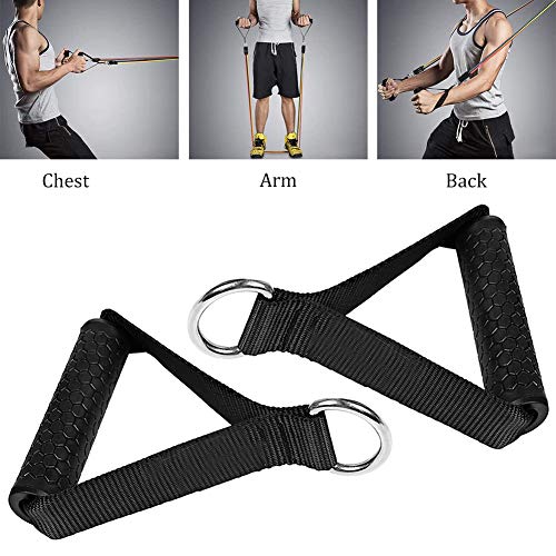 FHYT 2pcs Mango de Resistencia Asas Repuesto para Correa Ejercicios, a la Flexión Mejorada, Nylon Cuerda Tríceps Manija Crossover Gimnasio Máquina Fijación, Empuñadura Silicona con núcleo ABS Macizo