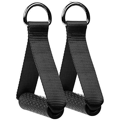 FHYT 2pcs Mango de Resistencia Asas Repuesto para Correa Ejercicios, a la Flexión Mejorada, Nylon Cuerda Tríceps Manija Crossover Gimnasio Máquina Fijación, Empuñadura Silicona con núcleo ABS Macizo