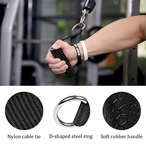 FHYT 2pcs Mango de Resistencia Asas Repuesto para Correa Ejercicios, a la Flexión Mejorada, Nylon Cuerda Tríceps Manija Crossover Gimnasio Máquina Fijación, Empuñadura Silicona con núcleo ABS Macizo