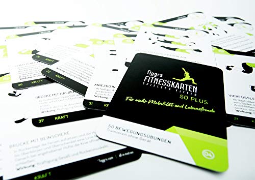 Figgrs Tarjetas de Entrenamiento en alemán - Fit & Vital 50 Plus I 50 Ejercicios de Fitness para más Fuerza, Movilidad y Agilidad en la vejez I En casa sin Equipo para Hombres y Mujeres