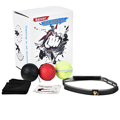 Fight Ball Boxing Training Ball Paquete de 3 Gel de sílice Fight Ball Reacción, Agilidad, Velocidad de perforación Reflex Boxing React Training Boxer Speed Punch con Banda para la Cabeza Fight Ball Boxing Training Ball Paquete de 3 Gel de sílice Fight Ball Reacción, Agilidad, Velocidad de perforación Reflex Boxing React Training Boxer Speed Punch con Banda para la Cabeza