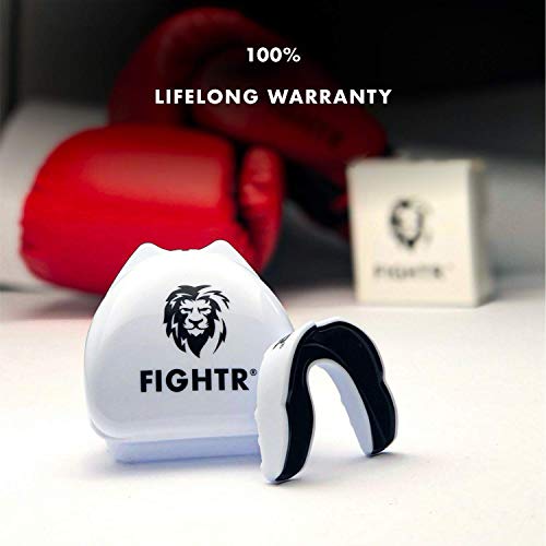 FIGHTR® Premium Protector bucal – respiración Ideal & fácil de Ajustar, protección Dental Deportiva para Boxeo, MMA, Muay Thai, Hockey y Deportes de Lucha, Incluye Caja higiénica