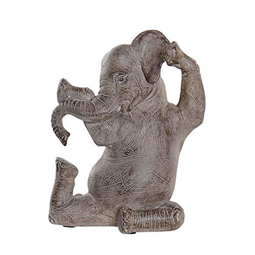 Figura Decorativa de Resina, Figura de Animal Haciendo Yoga, Acabado Envejecido 27x19x12 cm - A
