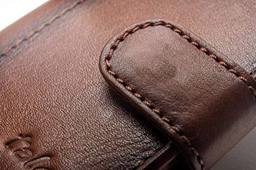 Figuretta Titular de la Tarjeta de crédito en Cuero con Billetes y Monedas - Cartera Delgada de Billetera - Protección RFID - Vintage Quemado Figuretta Titular de la Tarjeta de crédito en Cuero con Billetes y Monedas - Cartera Delgada de Billetera - Protección RFID - Vintage Quemado