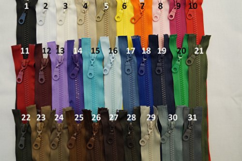 FIM Reversible cremallera plástico plástico dientes nº 5 cremallera con Reversible Zipper notebook Bar para chaquetas, 15 – türkisblau (206), 15 - türkisblau(206), 50 cm