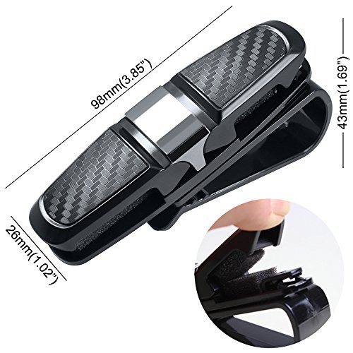 FineGood Juego de 2 soportes para gafas de sol para coche, con clip para tarjetas, color negro FineGood Juego de 2 soportes para gafas de sol para coche, con clip para tarjetas, color negro