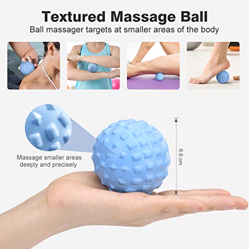 Finether Rodillo de Espuma 3 en 1 para Masaje Muscular, Foam Roller, Juego de Masajeador con Bola de Masaje Rodillo de Palo para Masaje, Azul Bebé Finether Rodillo de Espuma 3 en 1 para Masaje Muscular, Foam Roller, Juego de Masajeador con Bola de Masaje Rodillo de Palo para Masaje, Azul Bebé