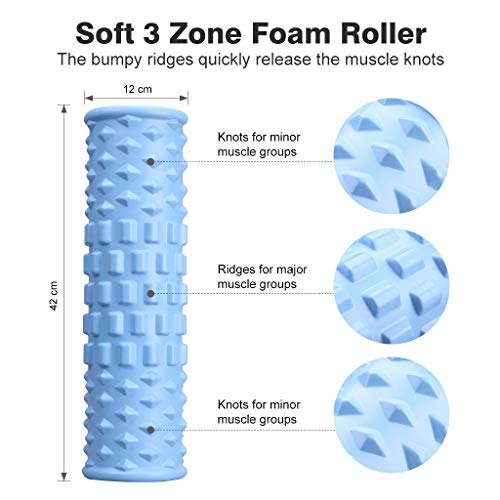 Finether Rodillo de Espuma 3 en 1 para Masaje Muscular, Foam Roller, Juego de Masajeador con Bola de Masaje Rodillo de Palo para Masaje, Azul Bebé Finether Rodillo de Espuma 3 en 1 para Masaje Muscular, Foam Roller, Juego de Masajeador con Bola de Masaje Rodillo de Palo para Masaje, Azul Bebé