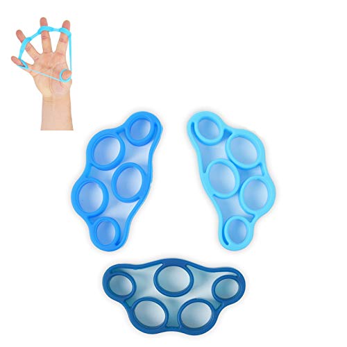 Finger Stretcher & bandas de resistencia de mano, extensor de dedo, ejercitador de fuerza de agarre, entrenador para artritis, carpal, aliviar el dolor de muñeca, ejercicio de antebrazo (3 piezas)