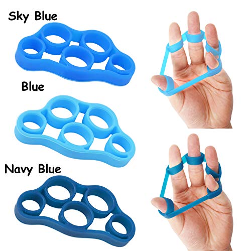 Finger Stretcher & bandas de resistencia de mano, extensor de dedo, ejercitador de fuerza de agarre, entrenador para artritis, carpal, aliviar el dolor de muñeca, ejercicio de antebrazo (3 piezas)