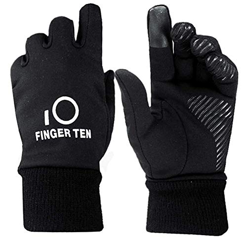 FINGER TEN Guantes de Invierno para Niños, Pantalla Táctil, Niños, Niñas, a Prueba de Agua, Guante Junior, Deporte al Aire Libre (Negro, Large)