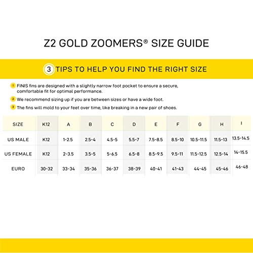 FINIS Adult Z2 - Aletas de natación, tamaño E, color amarillo FINIS Adult Z2 - Aletas de natación, tamaño E, color amarillo