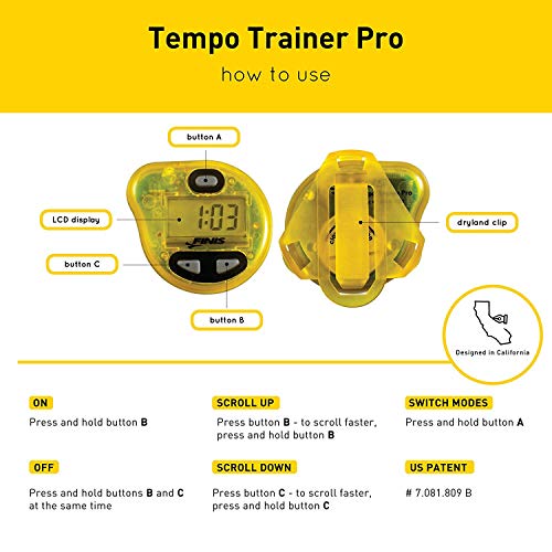 Finis Erweiterte Akustische Metronom Zum Schwimmen Tempo Trainer Pro Cronómetro de natación, Unisex, Amarillo, Small