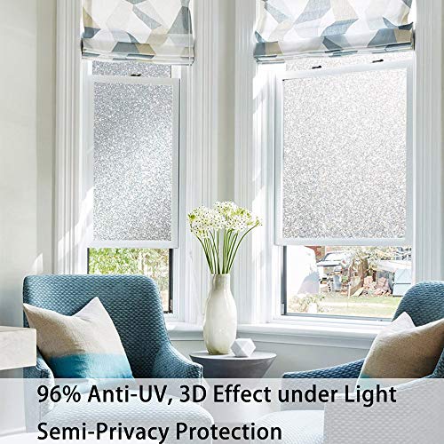 FINNEZ Vinilo para Ventanas de Privacidad - Película Electrostática No Adhesiva y Opaca Decorativa para Ventanas de Cocinas, Dormitorios y Oficinas (Cristal en la luz (90 X 400 CM) FINNEZ Vinilo para Ventanas de Privacidad - Película Electrostática No Adhesiva y Opaca Decorativa para Ventanas de Cocinas, Dormitorios y Oficinas (Cristal en la luz (90 X 400 CM)