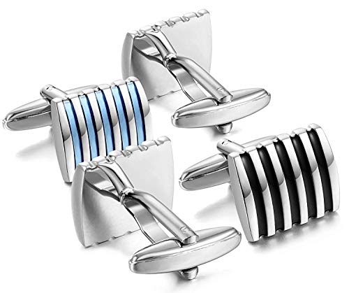 Finrezio Negro Azul Gemelos para Los Hombres Clásico Camisa Gemelos Negocio Boda Finrezio Negro Azul Gemelos para Los Hombres Clásico Camisa Gemelos Negocio Boda