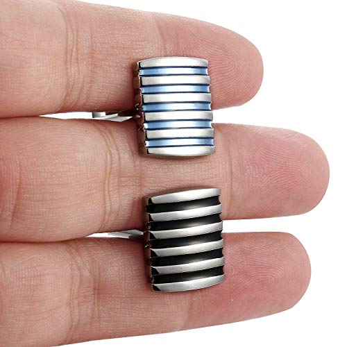Finrezio Negro Azul Gemelos para Los Hombres Clásico Camisa Gemelos Negocio Boda Finrezio Negro Azul Gemelos para Los Hombres Clásico Camisa Gemelos Negocio Boda