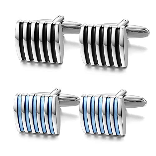 Finrezio Negro Azul Gemelos para Los Hombres Clásico Camisa Gemelos Negocio Boda Finrezio Negro Azul Gemelos para Los Hombres Clásico Camisa Gemelos Negocio Boda