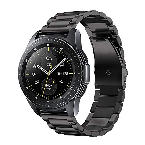 Fintie Correa Compatible con Samsung Galaxy Watch 3 (41mm)/Galaxy Watch Active2/Active/Galaxy Watch 42mm/Gear Sport/Gear S2 Classic - Pulsera de Repuesto de Acero Inoxidable, Negro
