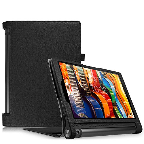 Fintie Folio Funda para Lenovo Yoga Tab 3 10 - Slim Fit Carcasa de Cuero Sintético con Función de Soporte y Auto- Reposo/Activación para Lenovo Yoga Tab 3 10 (10,1 Pulgadas) 2015, Negro