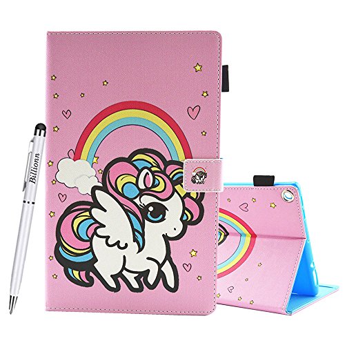 Fire HD 10 Funda [Lápiz Stylus gratis], Delgado Pintura Colorida Suave TPU Protector Stand Smart Carcasa [Auto Sueño/Estela] para Kindle Fire HD 10.1" [7 th, versión de 2017],Unicornio Arcoiris