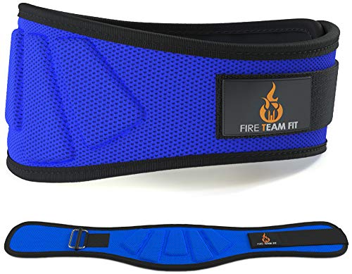 Fire Team Fit Cinturon Levantamiento Pesas, Cinturon Lumbar Gimnasio Hombre, Cinturon Pesas Levantamiento, Cinturon Peso, Cinturon de Peso (Blue Small)