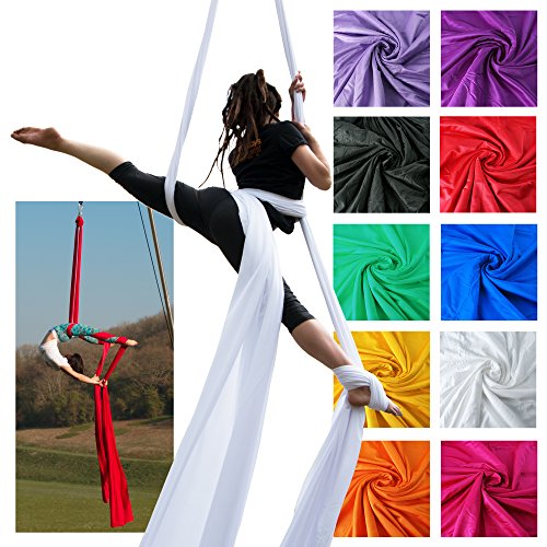 Firetoys - Telas para acrobacias aéreas profesional, tamaño mediano, seda elástica (soporta 128 kg), 52' (16m), Lavanda