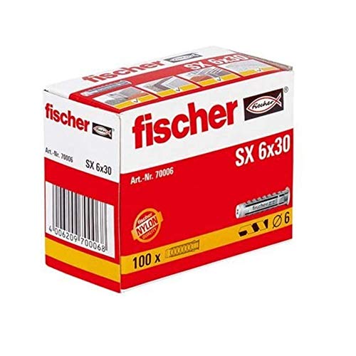 fischer 37430 Taco SX-6 Caja 100, 0 W, 0 V, Gris, 6x30